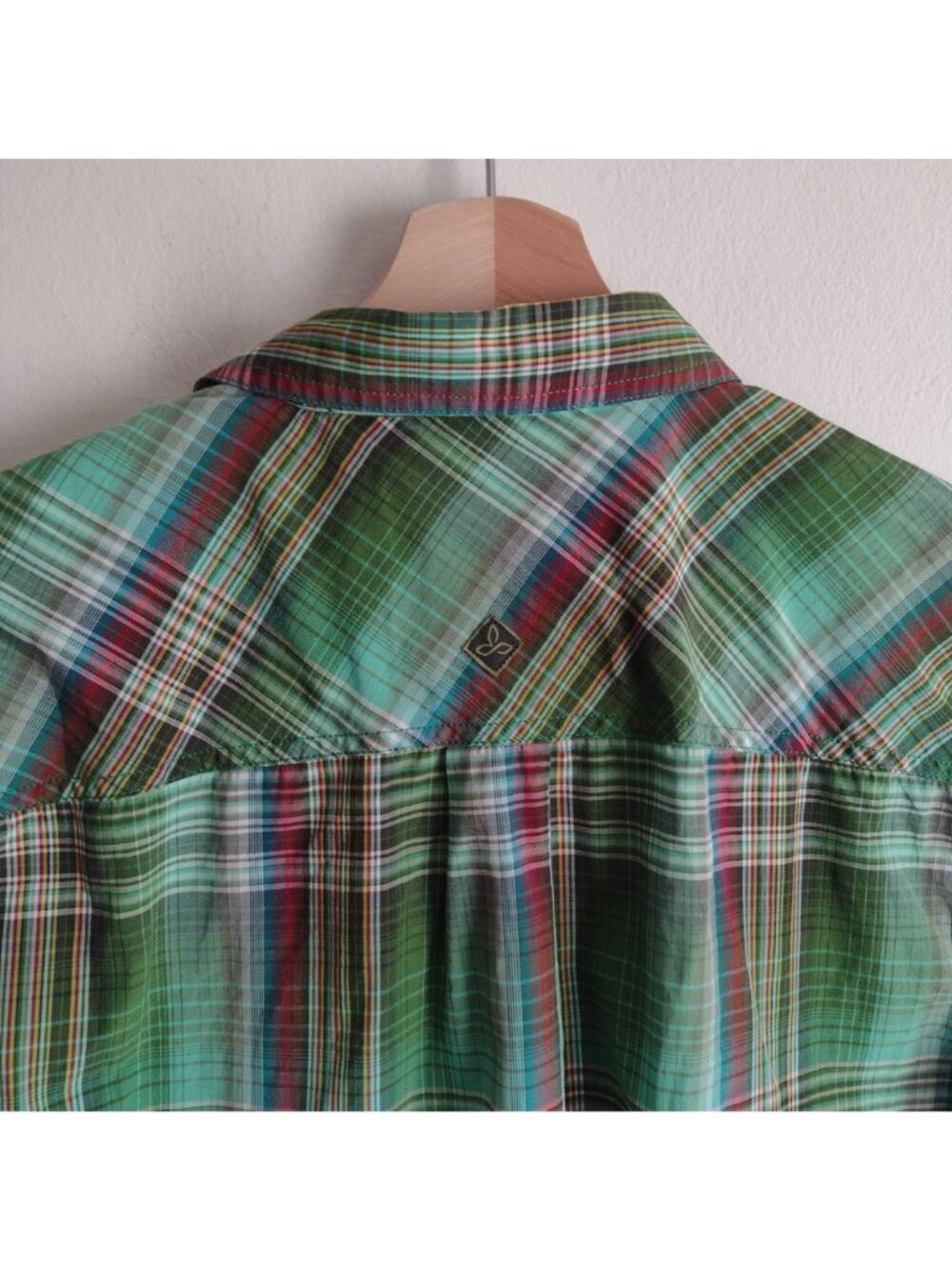 Prana Mens Green Plaid Shirt M Athletic Fit Organic Cotton Blend Duo Pocket - Picture 7 of 10